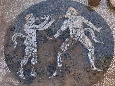 The mosaic was discovered during the construction of a water pipeline.