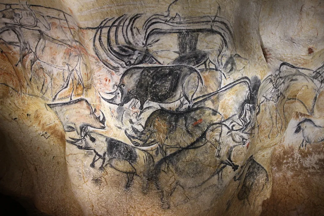 Cave art with woolly rhinos