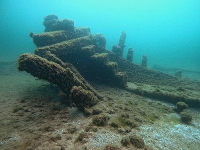 Submerged under 50 feet of water off the coast of Wisconsin, the Margaret A. Muir has largely fallen apart.&nbsp;