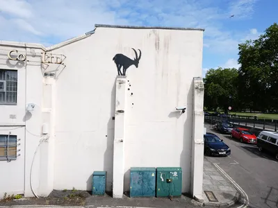 Banksy announced this mural featuring a goat on a ledge on August 5.