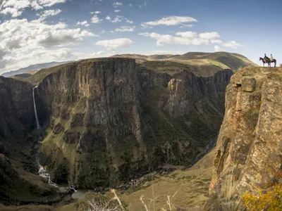 Maletsunyane Falls in the Lesotho Highlands shows how a river can erode deep valleys into uplifted lands.