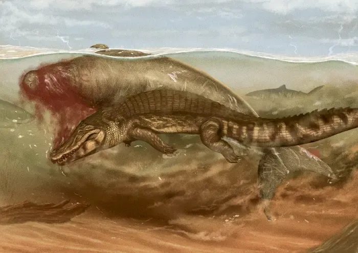 artist's rendition of the prehistoric sea cow's death