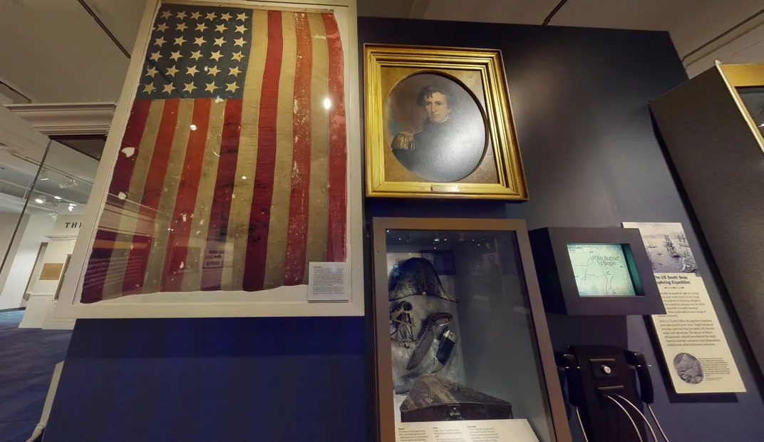 The Perry flag on display at the Naval Academy Museum in Annapolis, Maryland