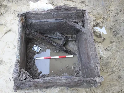 Carpentry waste inside one of the Roman-era wells discovered in England.