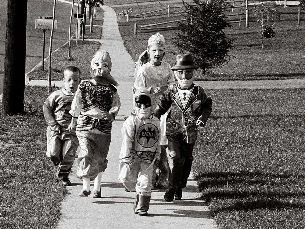 a group of kids trick-or-treating